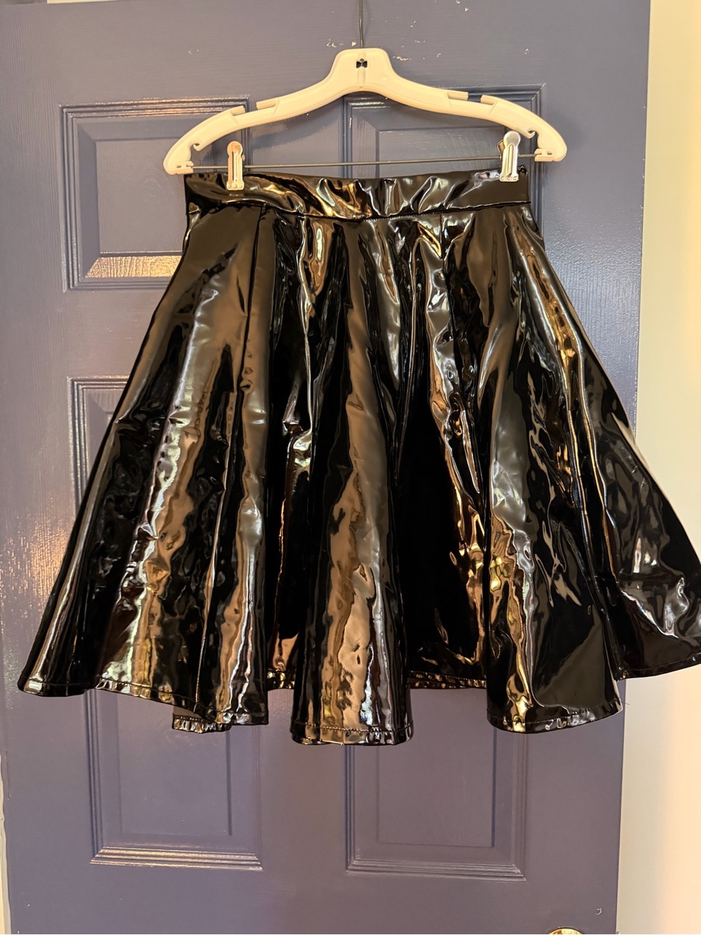 Vixen by Micheline Pitt Miss Kitty Black Vinyl Skater Skirt L